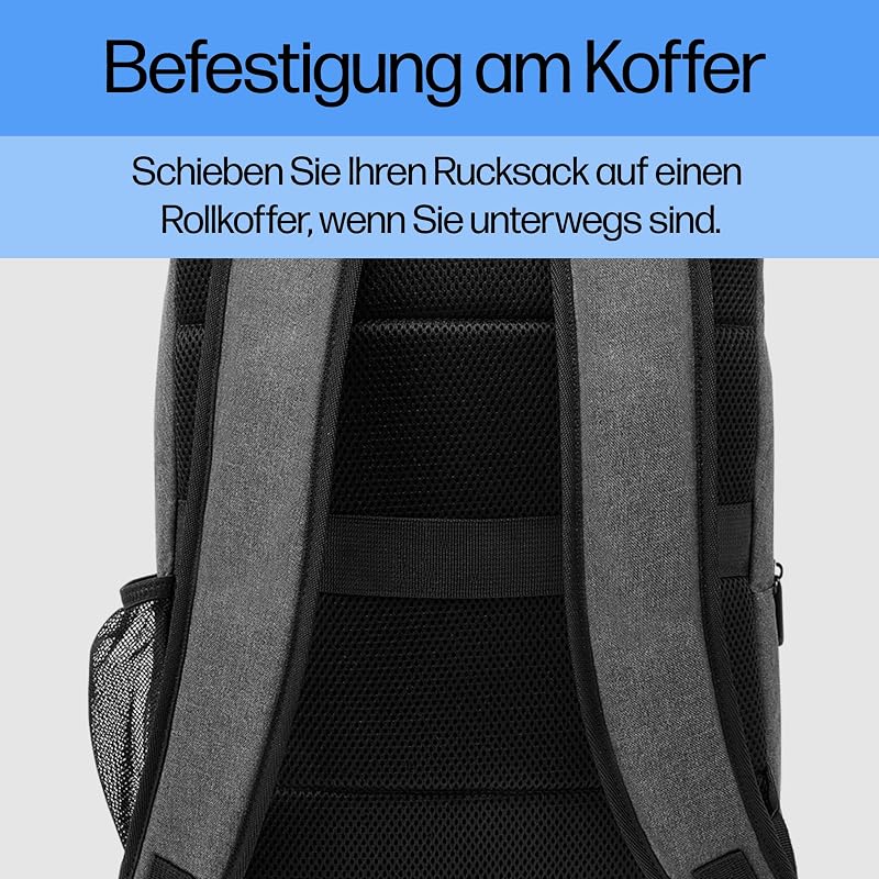 Prelude Laptoprucksack 15,6 Zoll – wasserabweisend, leicht & robust – Notebook Rucksack für Reisen, Business, Schule & Uni – gepolstert, mit Trolley-Gurt & Zubehörfächern – Grau