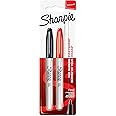 Sharpie Permanent Markers, Fine Tip, Black & Red, 2 Pack