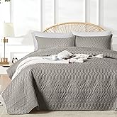 akkialla Full/Queen Size Quilt Bedding Set,Dark Grey Lightweight Microfiber Soft Bedspread,Modern Style Geoetric Pattern Coverlet Set for All Seasons,3 Piece(1 Quilt,2 Pillow Shams)