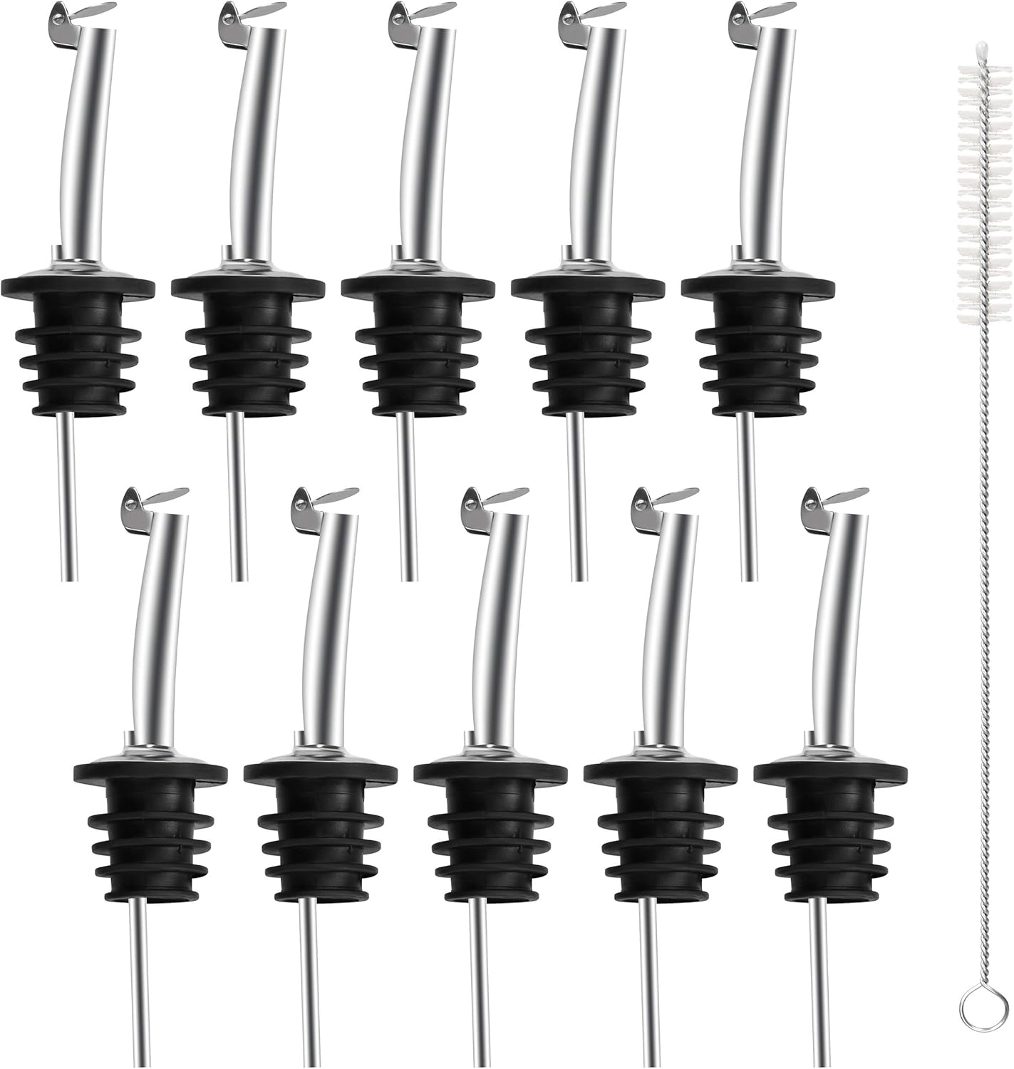 Incutex 10x Flaschenausgießer Edelstahl mit Klappe Ausgießer Flasche Stopfen Ölausgießer Spirituosen Ausgießer