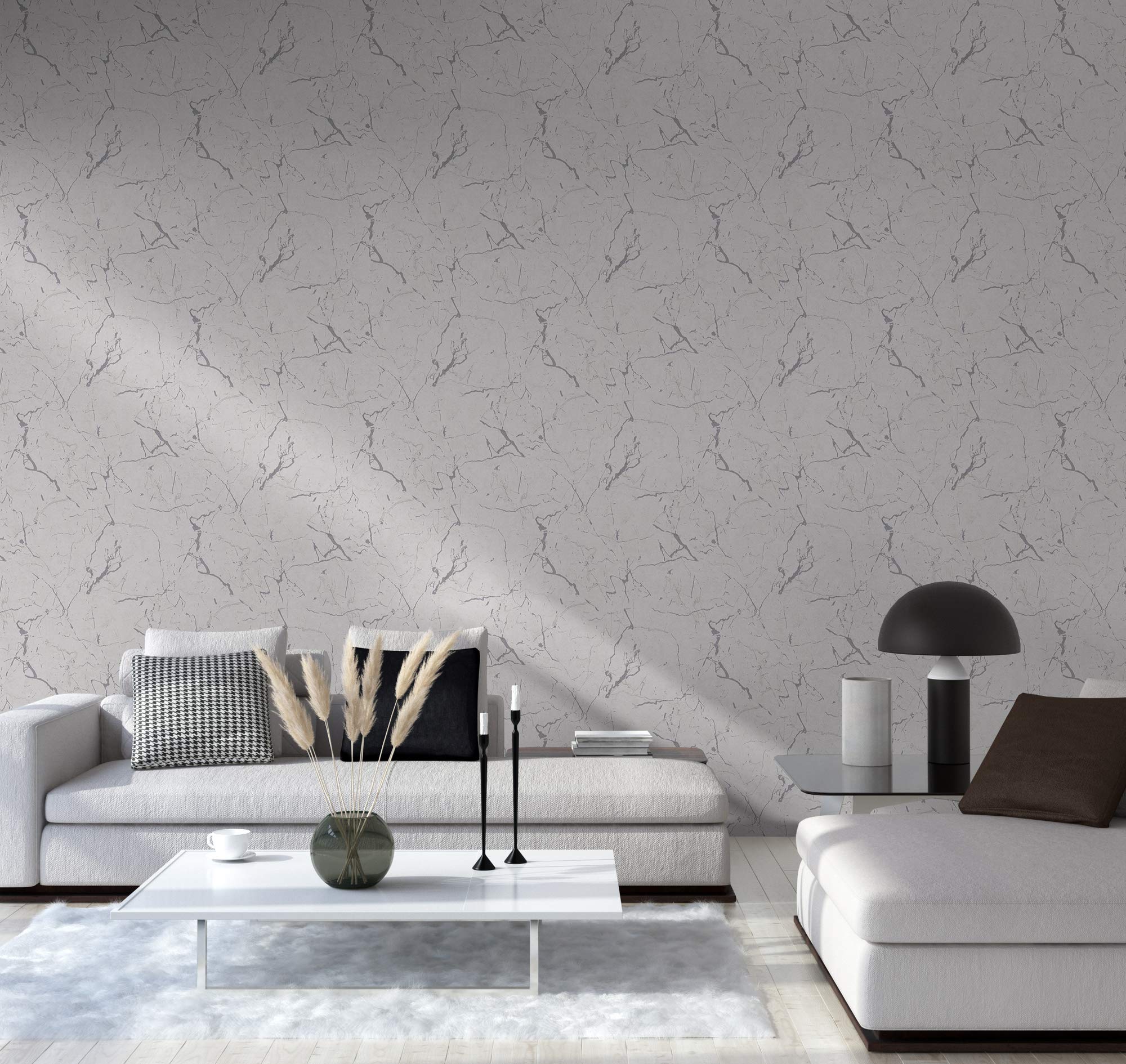TRENDWALLS 4051315503577 Marble Wallpaper Non-Woven Wallpaper in Marble Look Modern and Elegant Living Room Wallpaper High Gloss Smooth