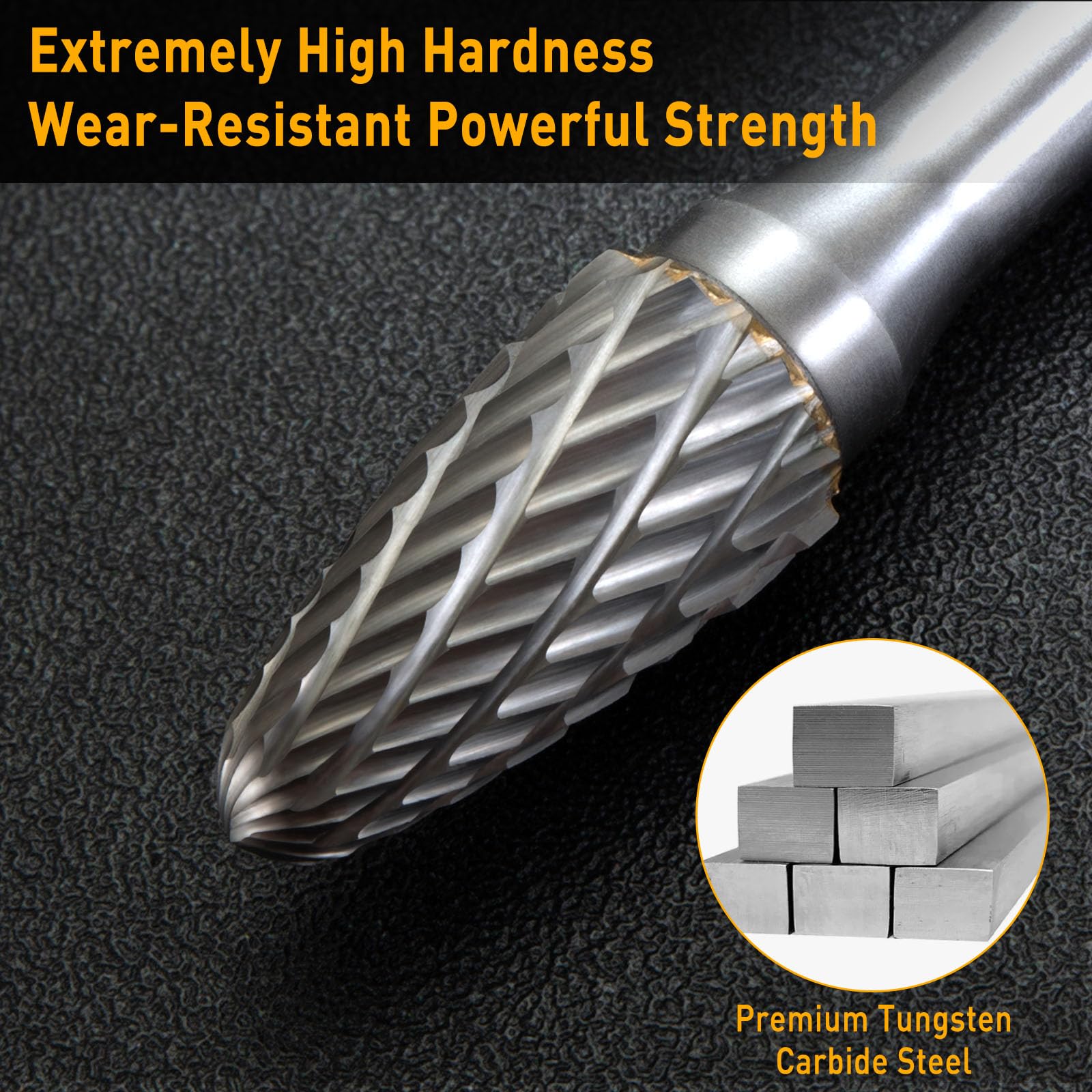 Hartmetall Frässtifte Set, 10 Stück Doppelschnitt mit 6mm Schaft Rotationsfräser Bits Raspel Set für Holz, Stahl, Metall, Polieren, Gravieren und Bohren 4