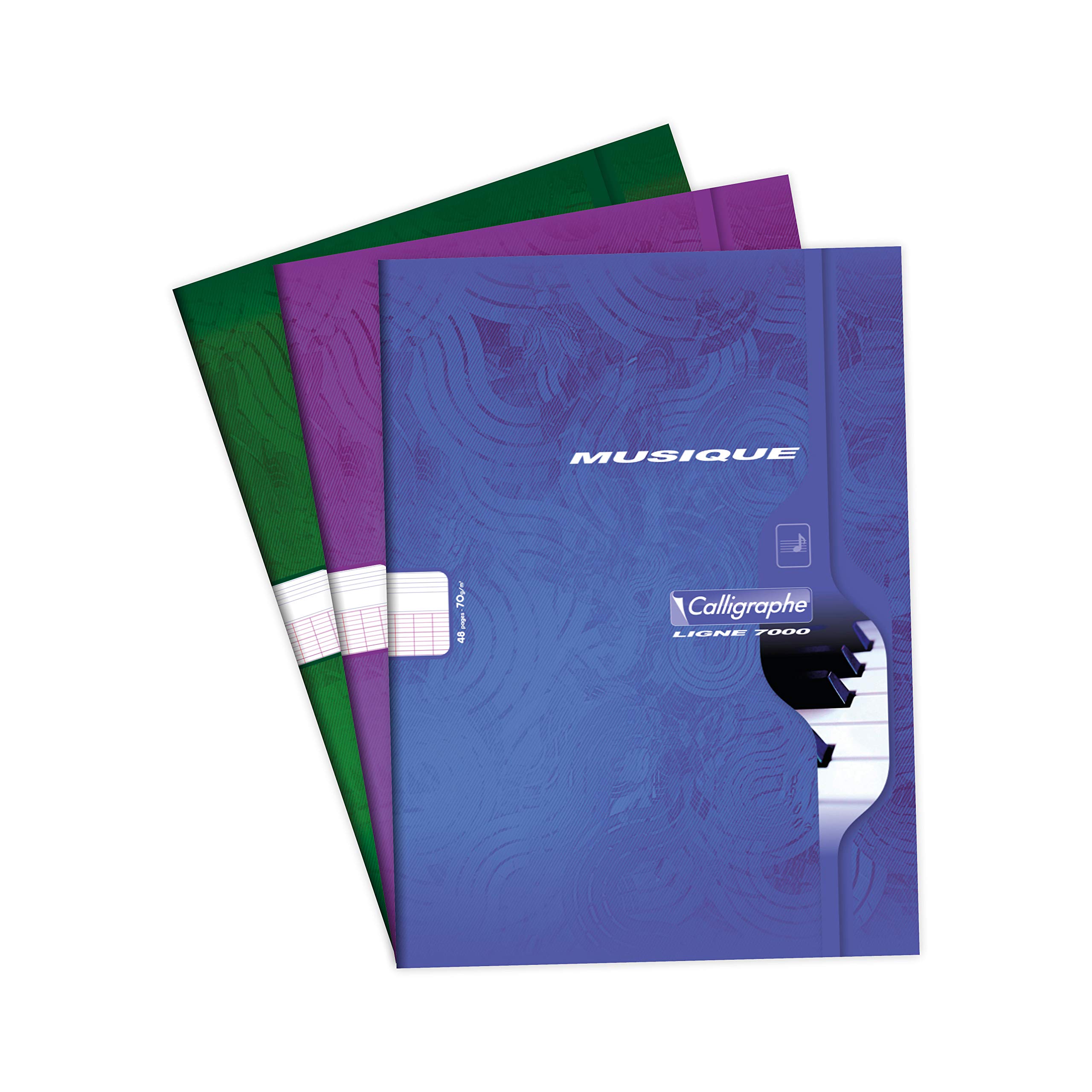 Calligrapher 564C Stapled Notebook of Music & Singing - A4 21x29,7cm 48 Seyes Ruled Pages + 10 Staves - White Paper 70g - Recycled Card Cover - Random Colour