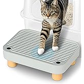 Aothey Litter Box Step, Litter Box Ramp/Catcher with Wooden Base, Anti-Tracking &amp; Easy to Clean, Ideal for Small &amp; Elderly Cats 11.8"x7.9"x3.6" (Gray)