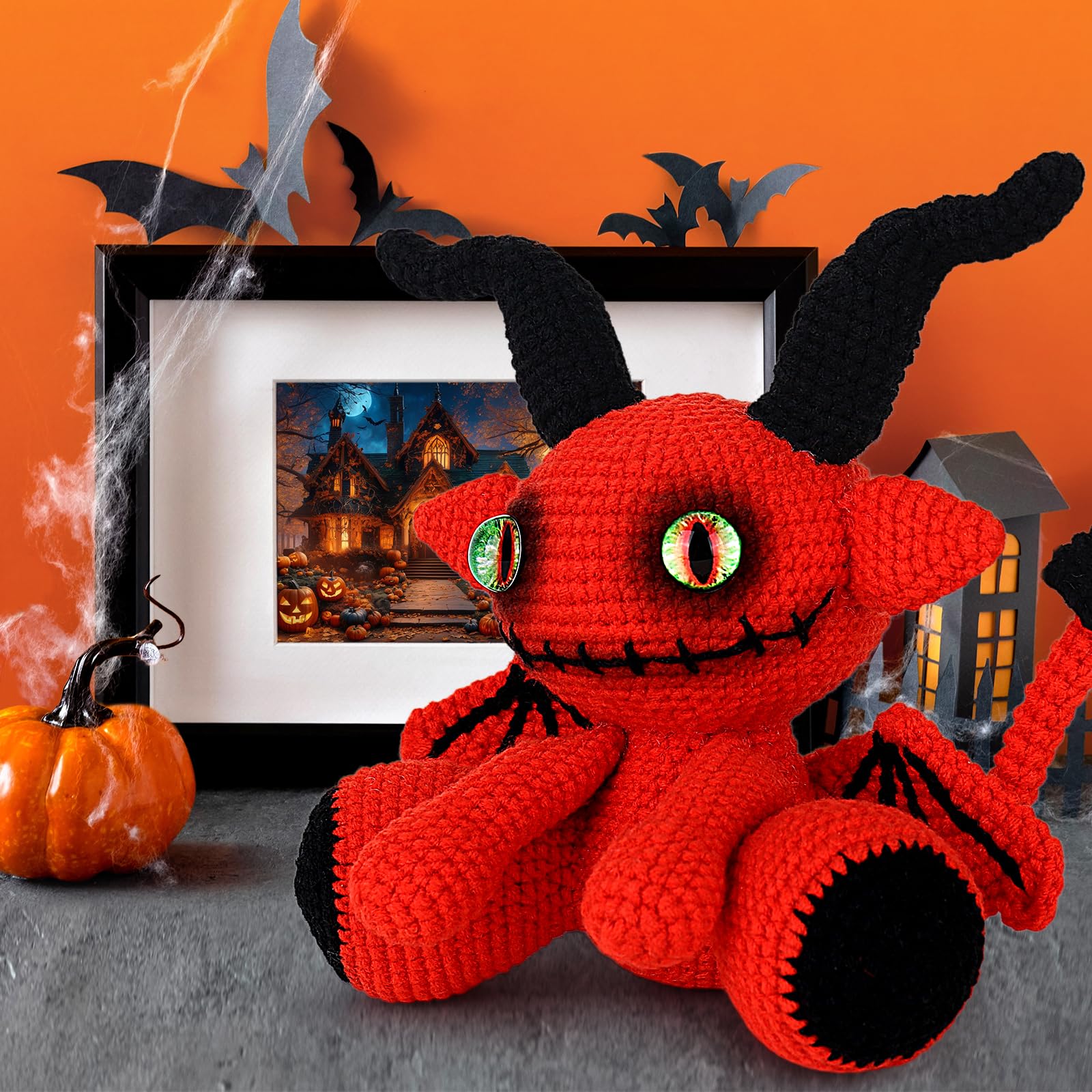 Crochetta Crochet Kit for Beginners, Crochet Starter Kit with Step-by-Step Video Tutorials, Amigurumi Crochet DIY Knitting Supplies for Adults Kids, Red Devil (40%+ Yarn)