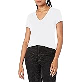 A｜X ARMANI EXCHANGE Women's Pima Slim Fit Cotton Jersey Velvet Logo V Neck Tee