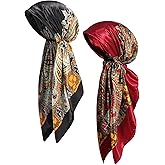 AWAYTR Pretied Head Scarf for Women - 2 Pack Chemo Patients Headwear Cancer Hair Loss Scarf Head Wrap Cover Hat Turban Cover