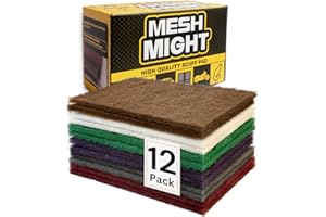 MeshMight 12-Pack 6"x9" Non-Woven Scuff Pads Multi Pack- Aluminum Oxide Abrasive for Scouring, Sanding, Paint Primer Prep - Automotive, Auto Body, Woodworking, Surface Preparation (Multi)