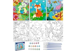 Volmop 3 Pack Paint by Numbers for Kids Ages 8-12,10 * 8" Color by Number for Kids Framed Canvas with 17 Acrylic Paints and 6 Brushes, Kids'Paint by Number, Arts and Crafts Art Supplies for Kids 4-8