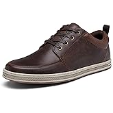 Jousen Men's Leather Fashion Sneakers Retro Dress Business Casual Shoes for Men