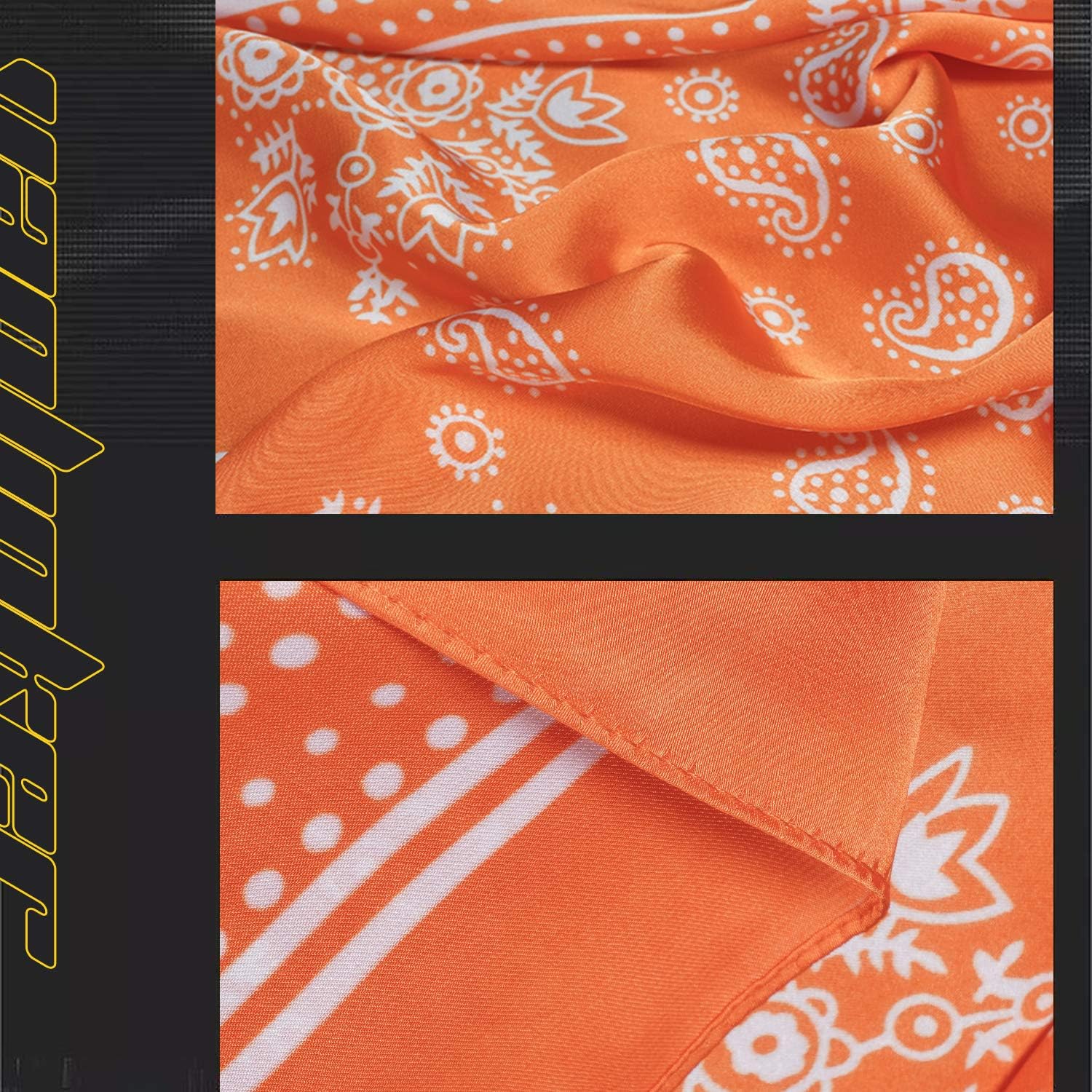 Vanlinker Vintage Bandanas Square Multi-Purpose Scarfs for Men Women Silk Like Scarf Neckerchief Protective Coverage VL9549 Orange at  Men’s Clothing store