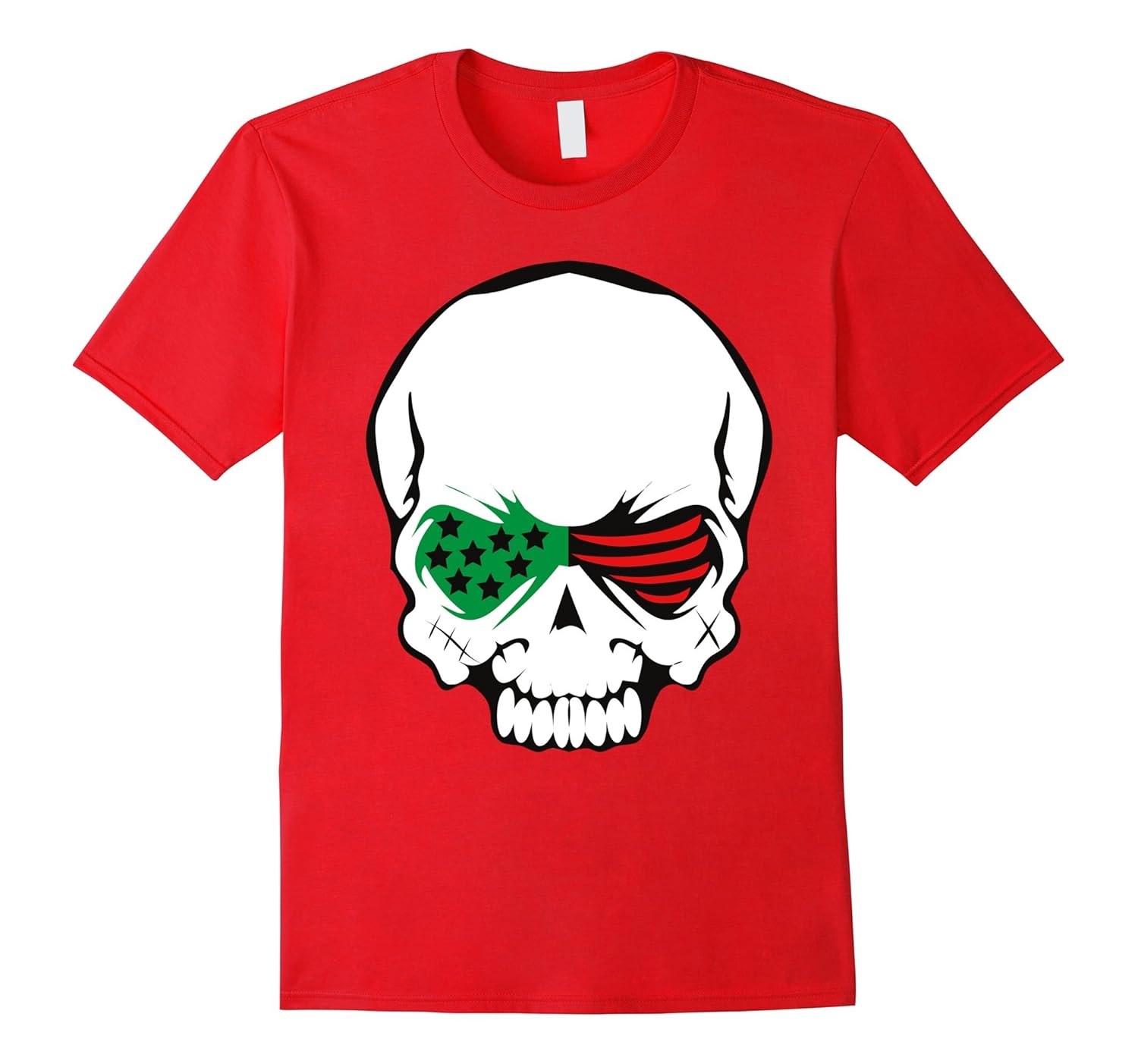 African American Flag Skull T-shirt-Rose