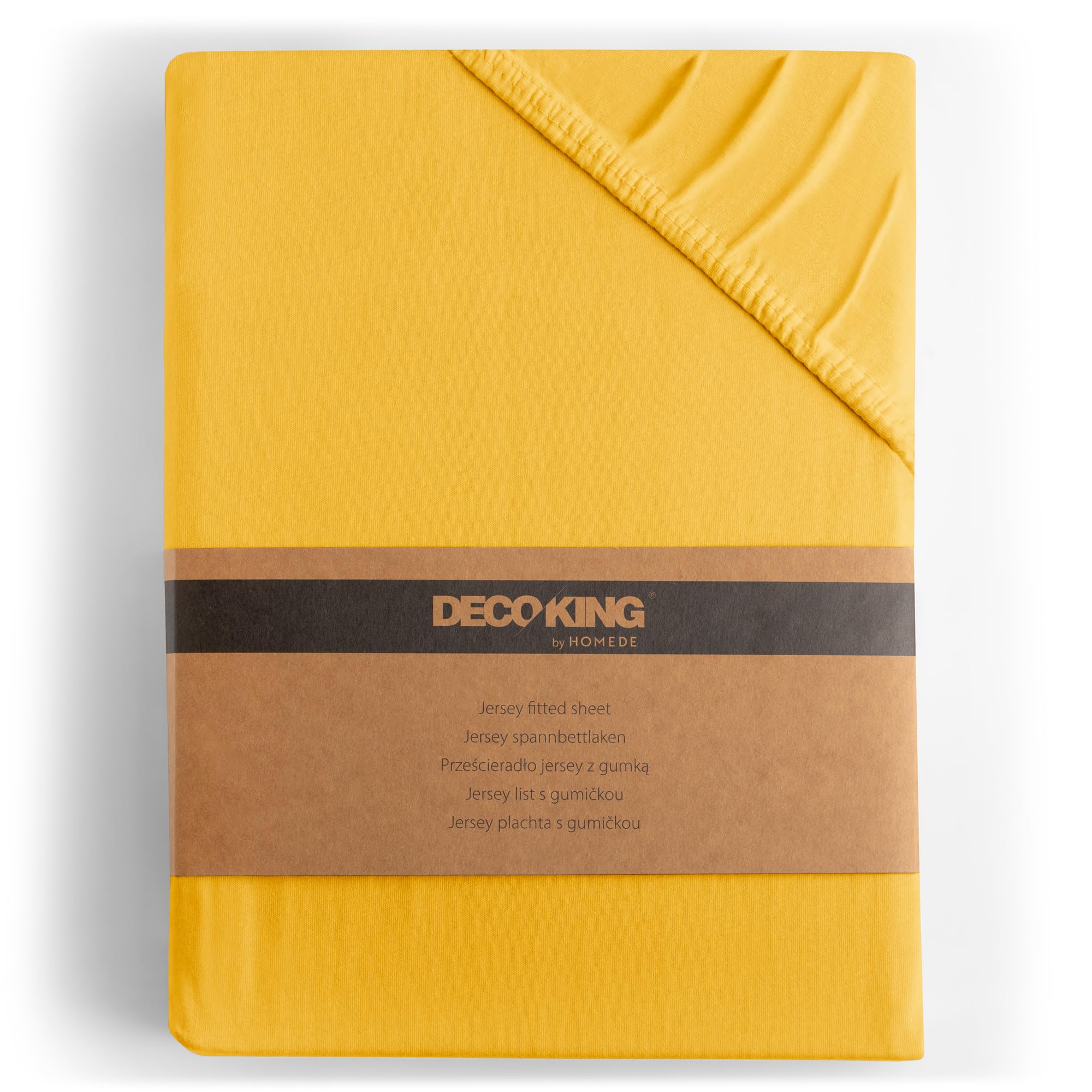 DecoKing Fitted Sheet Single 100% Combed Cotton Soft Jersey Bed Sheet 80x200-90x200 cm Yellow Amber — image 1