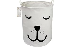 FANKANG Storage Basket, Nursery Hamper Canvas Laundry Basket Foldable with Waterproof PE Coating Large Storage Baskets for Kids Boys and Girls, Office, Bedroom, Clothes,Toys（dog）