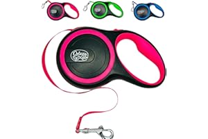 Daizzy Gear - Dog Leash Retractable,Sturdy, Heavy-Duty, Tangle-Free, Soft,Anti-Slip Handle & Easy One Hand Brake for Puppy, Small, Medium, Large Breeds Dogs (Pink, 110 LBS /16 FT (M))