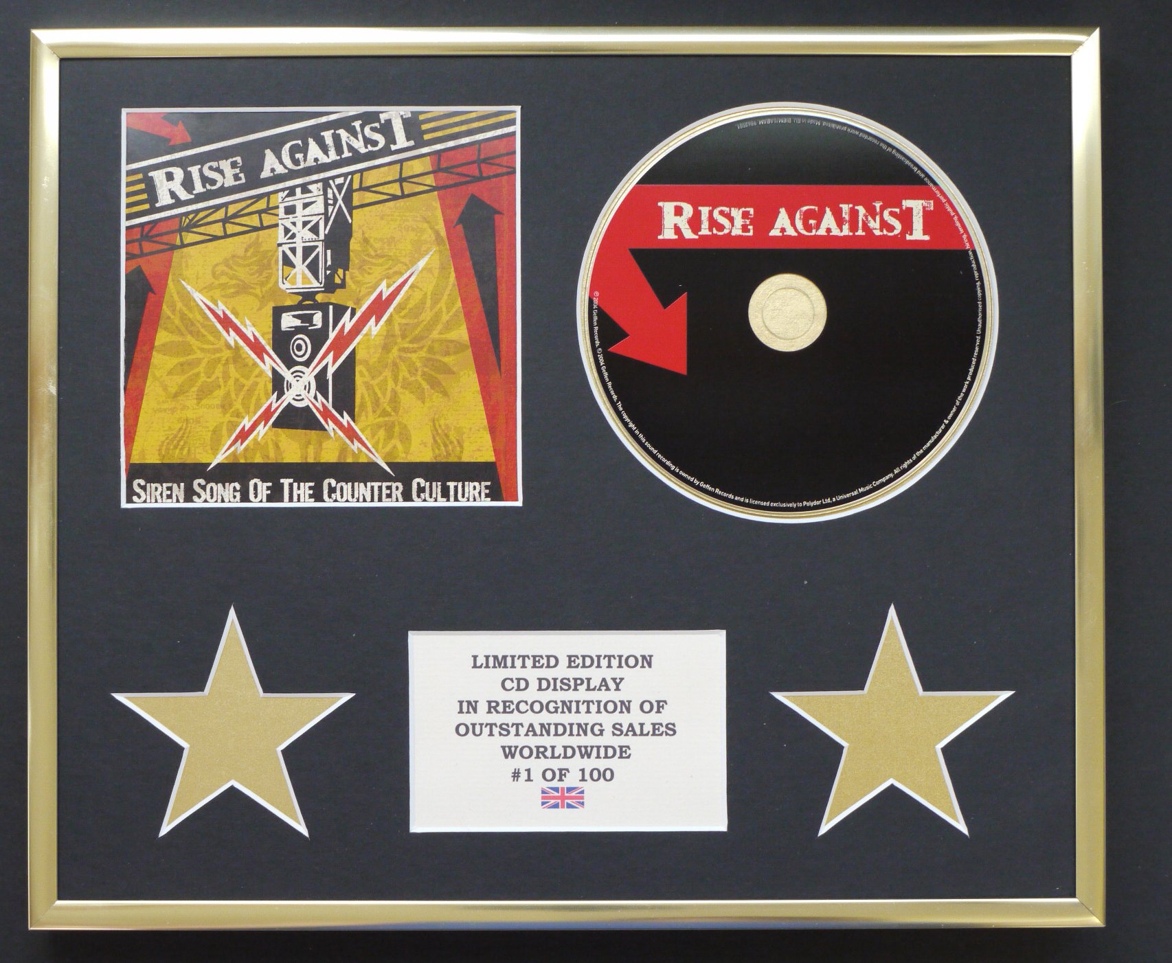 RISE AGAINST/CD DISPLAY/LIMITED EDITION/COA/SIREN SONG OF THE COUNTER CULTURE