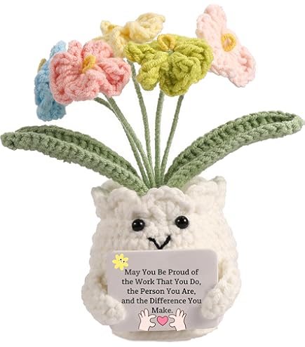 Gossby Handmade Positive Tulip Crochet Flower - Emotional Support Gift For Women With Card - View #12