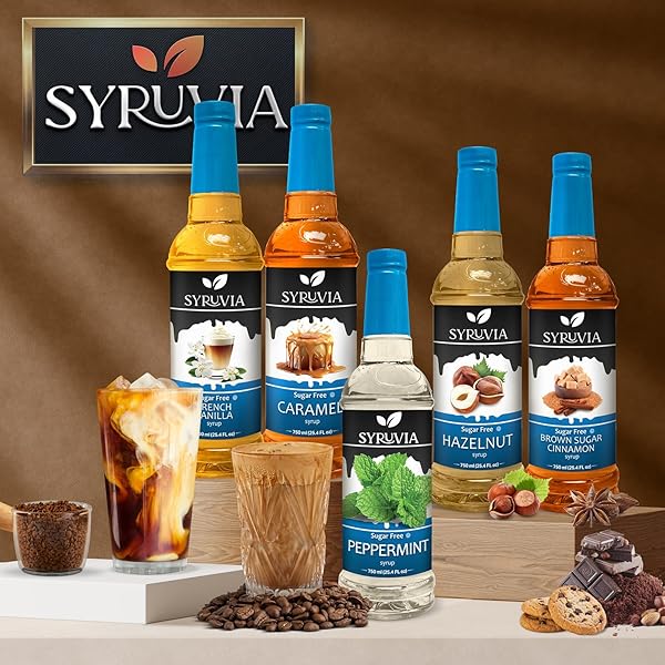 SYRUVIA SUGAR FREE COFFEE SYRUP, CUPCAKE FLAVORED SYRUP FOR DRINKS, LATTES, AND DESSERTS – 25.4 FL OZ