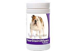 Healthy Breeds Dog Tear Stain Remover Wipes for Bulldog - Over 200 Breeds - Facial Eye Cleaner - 70 Wipes - Cleans Crust Stai
