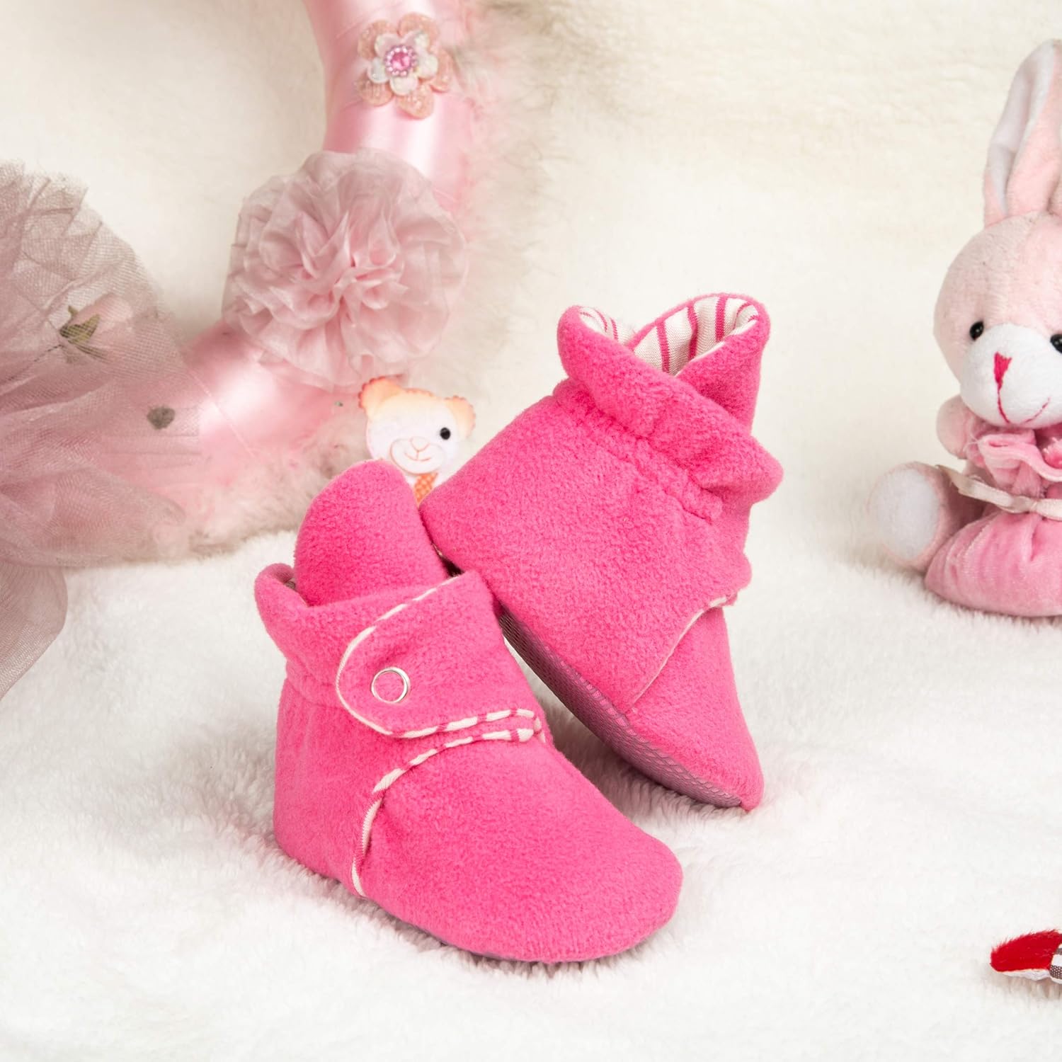  | Ella Bonna Mini Fleece Booties with Non Skid Bottom | Flexible | for Baby Boys Girls Toddlers | Boots