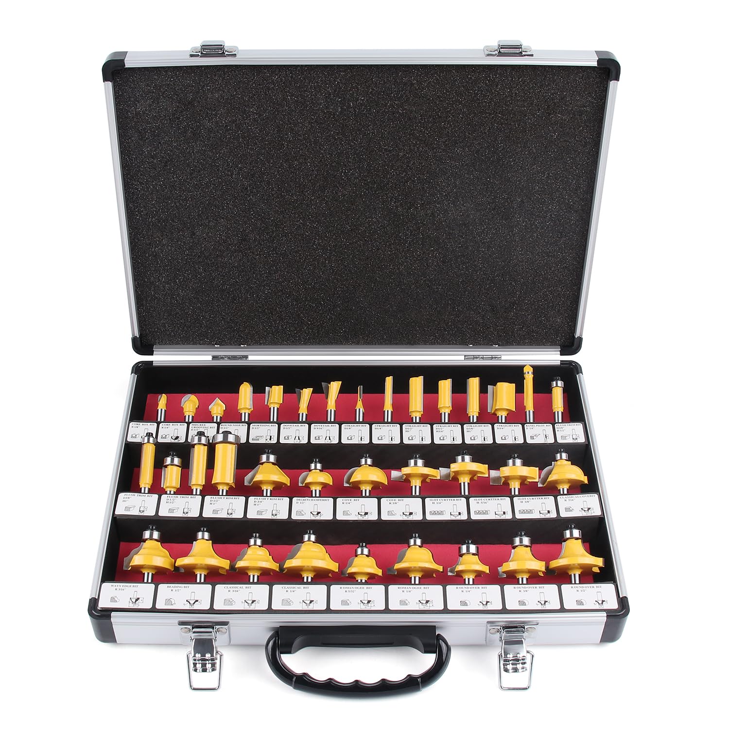 Photo 1 of Newdeli Router Bit Set 35 Pieces 1/4 Inch Shank Tungsten Carbide Tipped Router Bits for Professional Woodworkers and Beginners with Aluminum Alloy Storage Box