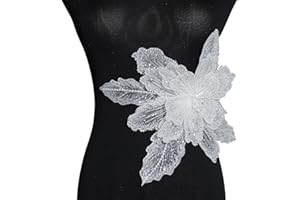 HHQ Handmade Rhinestones Applique Sewing Beads Stones Trim Lace Patches Sparkly Silvery Sew on Sequins Crystal Beaded Bodice Accessory for Wedding Dresses DIY Decorative Clothes(WH-DH02)