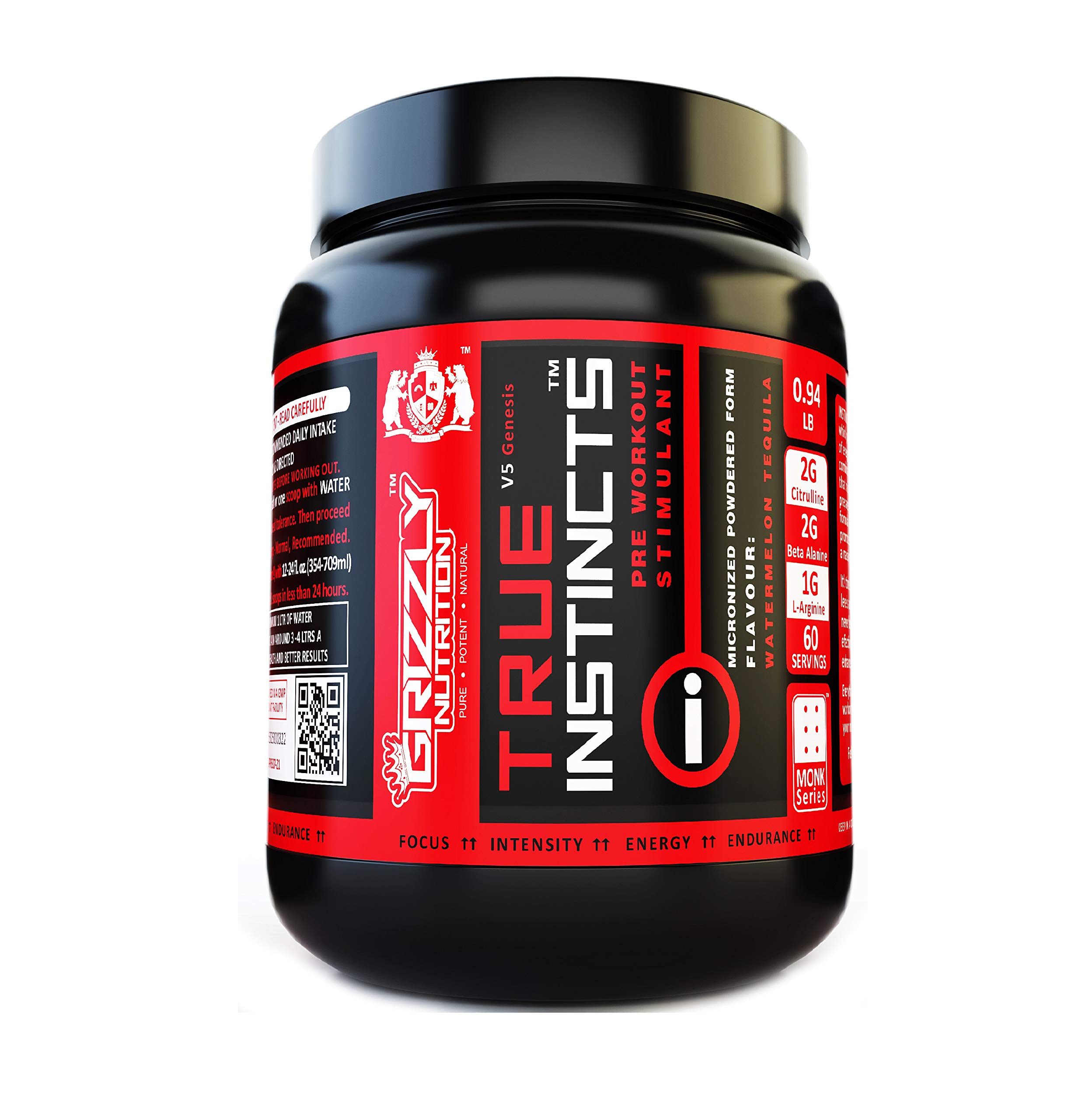 Grizzly Nutrition True Instincts Pre Workout V6 Genesis 6th Generation 300gram Upto 60 Servings Citrulline Beta Alanine Theanine 13 Performance Boosters Watermelon Tequila Flavour Buy Online In Gibraltar At Desertcart 76836724