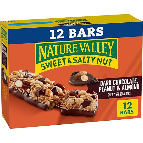 NATURE VALLEY GRANOLA BARS, DARK CHOCOLATE PEANUT ALMOND, 12 CT, 14.4 OZ