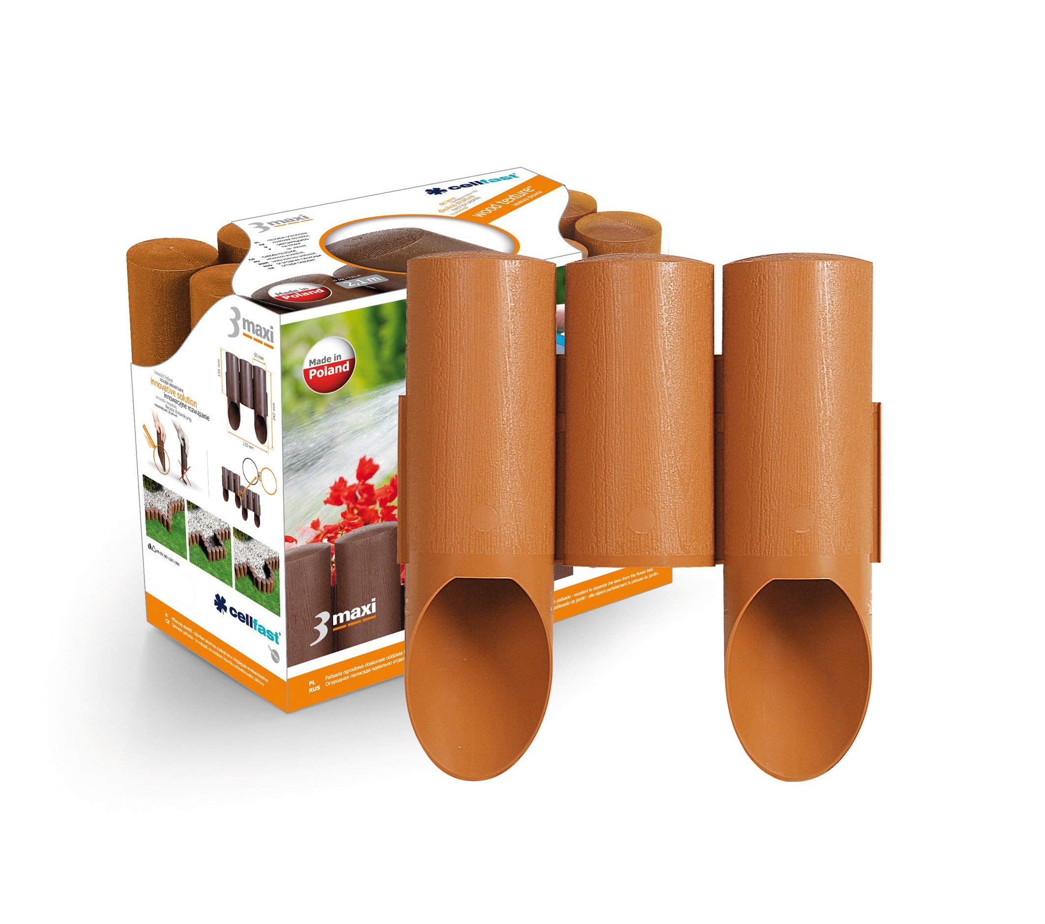 Cellfast Lawn Edging Picket Fencing, Brown, 5901828854699 0.21 x 0.21 x 0.1 cm