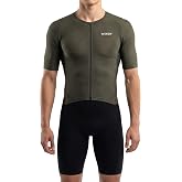 WIXEN Men&rsquo;s Premium Short Sleeve Triathlon Suit, Padded Aero Tri Suit for Swim Bike Run, Quick-Dry Performance Skinsuit