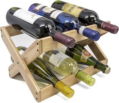 Amazon Com Sorbus Bamboo Foldable Countertop Wine Rack 6 Bottles