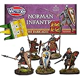 Wargames Delivered - Victrix Norman Infantry Skirmish Pack with Bonus Miniature STL Download - 30 Detailed 28mm Hard Plastic Miniatures for Historical Wargames with 14 Body &amp; 38 Head Options