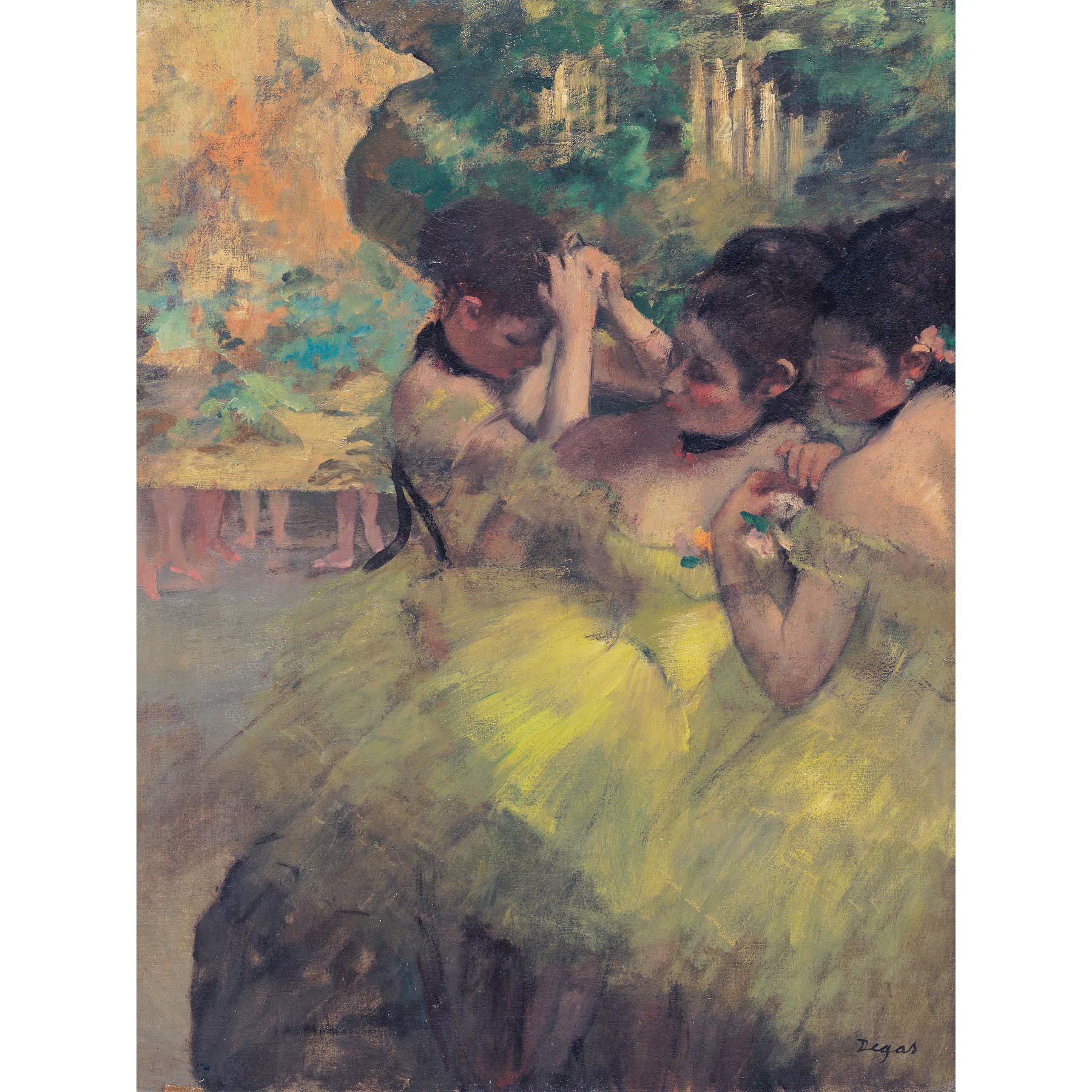 Degas Yellow Dancers In Wings Impressionist Painting Large Wall Art Print Canvas Premium Mural