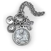 St. Peregrine Prayer Necklace, Keychain or Clip, Patron Saint of Cancer Patients, Crystal Pendant and Initial Charm