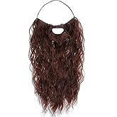 Yolev Fake Beard Brown Fake Mustache Curly Long Wizard Beard Costume 11.81in Realistic Mustache Facial Hair for Cosplay Halloween(Brown)