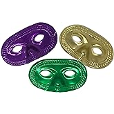 Podzly 50 Mardi Gras Masks - Metallic Masquerade Half Party Masks - Ideal for Mardi Gras Celebrations, Prom Parties, Ballroom Events & Masquerade Balls - Comes in 3 Colors