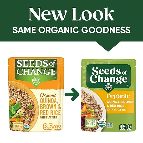 SEEDS OF CHANGE ORGANIC QUINOA, BROWN & RED RICE WITH FLAXSEED, ORGANIC FOOD, 8.5 OZ POUCH