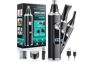Apetexo Nose & Ear Hair Trimmer, Type-C Rechargeable Precision Groomer for Men & Women, Painless Double-Edged Blades, IPX7 Waterproof & Easy to Clean for Nose, Ears, and Facial Hair