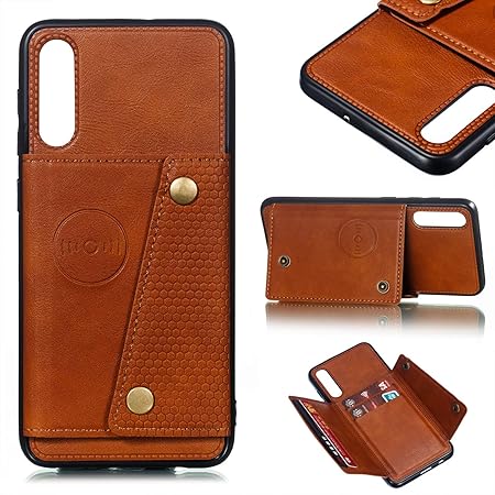 Amazon Co Jp Alician Ce カードスロットブラケット付きサムスンa50ダブルバックル滑り止め耐衝撃携帯電話ケース 淡い茶色 カメラ