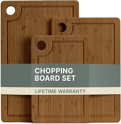 LARHN 3-Piece Carbonised Bamboo Chopping Board Set 34x22/29x19/24x16 cm