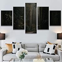 SIGNWIN 5 Panel Canvas Wall Art Green Forest for Home Decorations Ready to Hang - 60