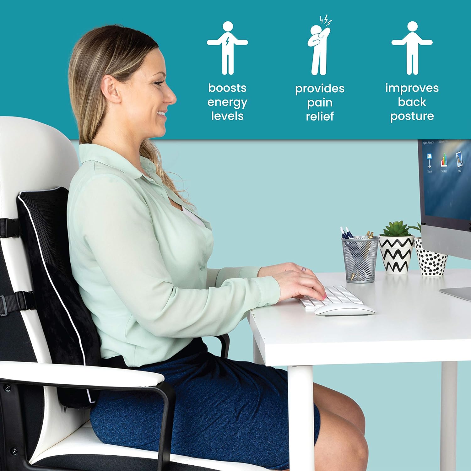 Healthy Spirit Full Lumbar Back Support | Memory Foam Full Size Back Cushion Lumbar Support for Office Chair Car, Black, 1 Count: Health & Personal Care