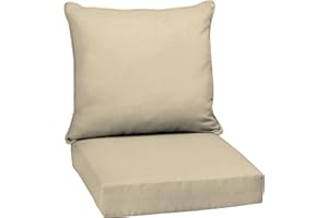 ARDEN SELECTIONS Arden Outdoor Deep Seat Cushion Set, 24 in x 24 in, Weather-Proof, Rain-Proof, Fade Resistant Patio Cushion for Chair, Sofa, and Couch Tan Leala