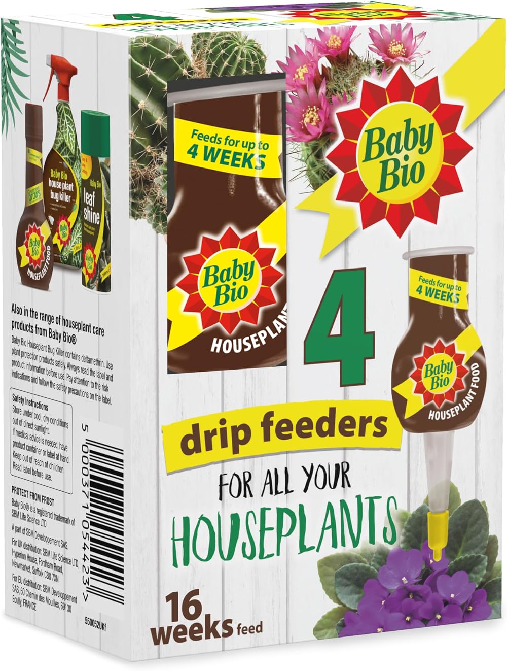 Baby Bio Houseplant Drip Feeders 4x40ml Ready To Use Fertiliser