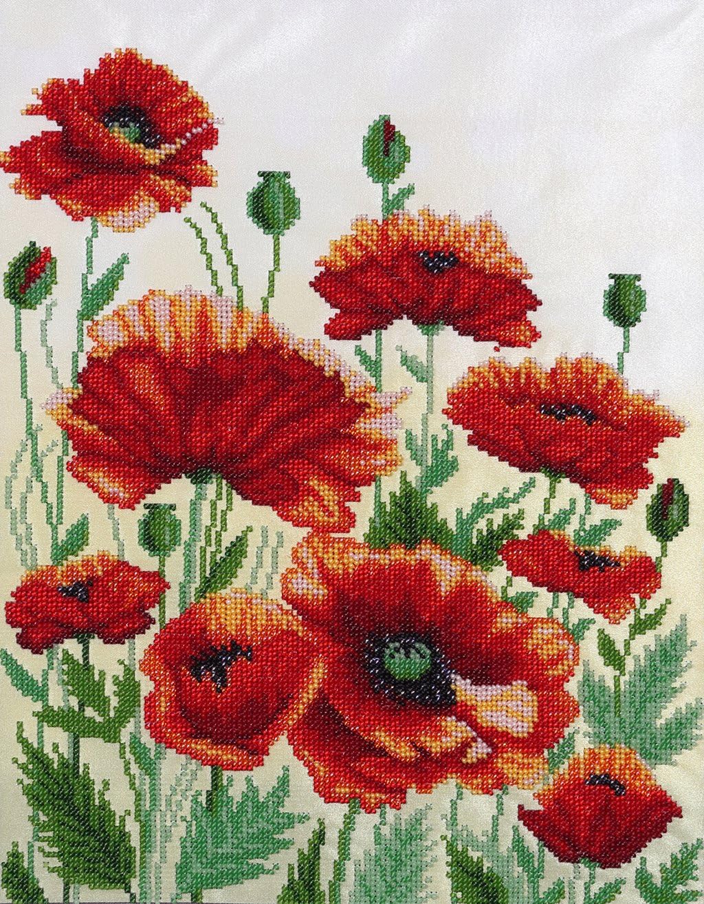 VDV Creative Field of Poppies Counted Bead Embroidery Kit 28x35 cm