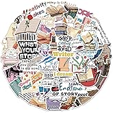 Writing Stickers for Teen Laptop, 50pcs Cute Waterproof Vinyl Decal for Writer Teacher Student Girl Water Bottle Guitar Bike