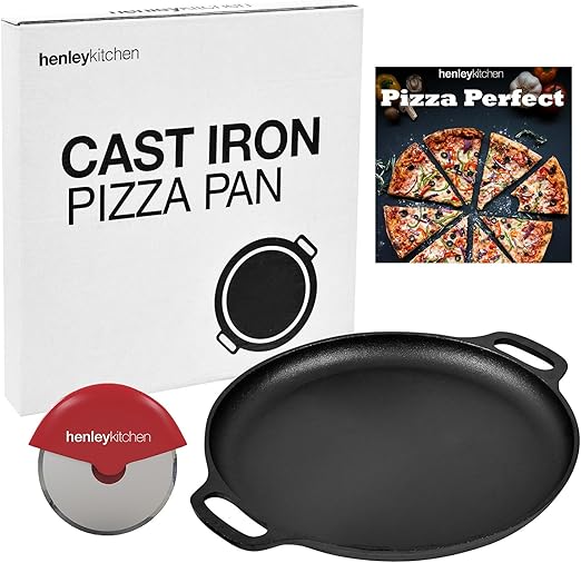 Amazon Com Henley Kitchen Pre Seasoned Cast Iron Pizza Pan 14