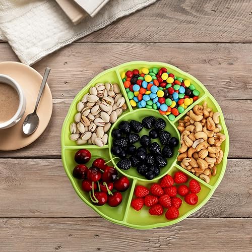 Frcctre 20 Pack Disposable Plastic Appetizer Serving Platter, 12 Inch  Sectional Divided Snack Nut Candy Vegg