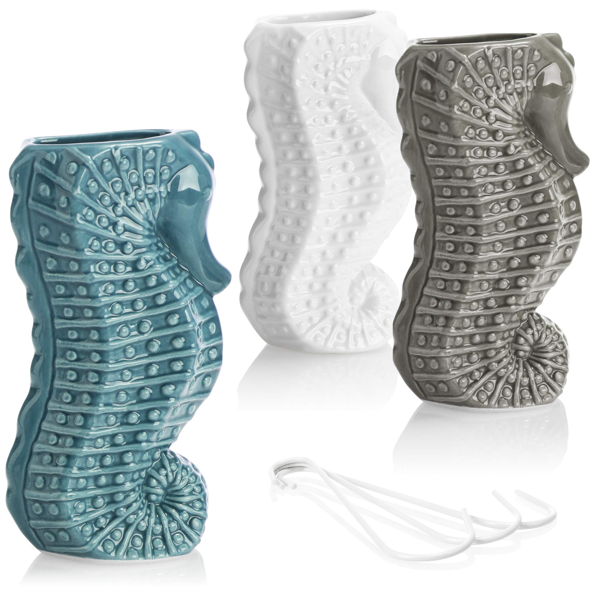 COM-FOUR® 3x Air humidifier made of ceramic - Radiator evaporator for humidifying the room air - Heating evaporator with seahorse motif (3 pieces - seahorses)