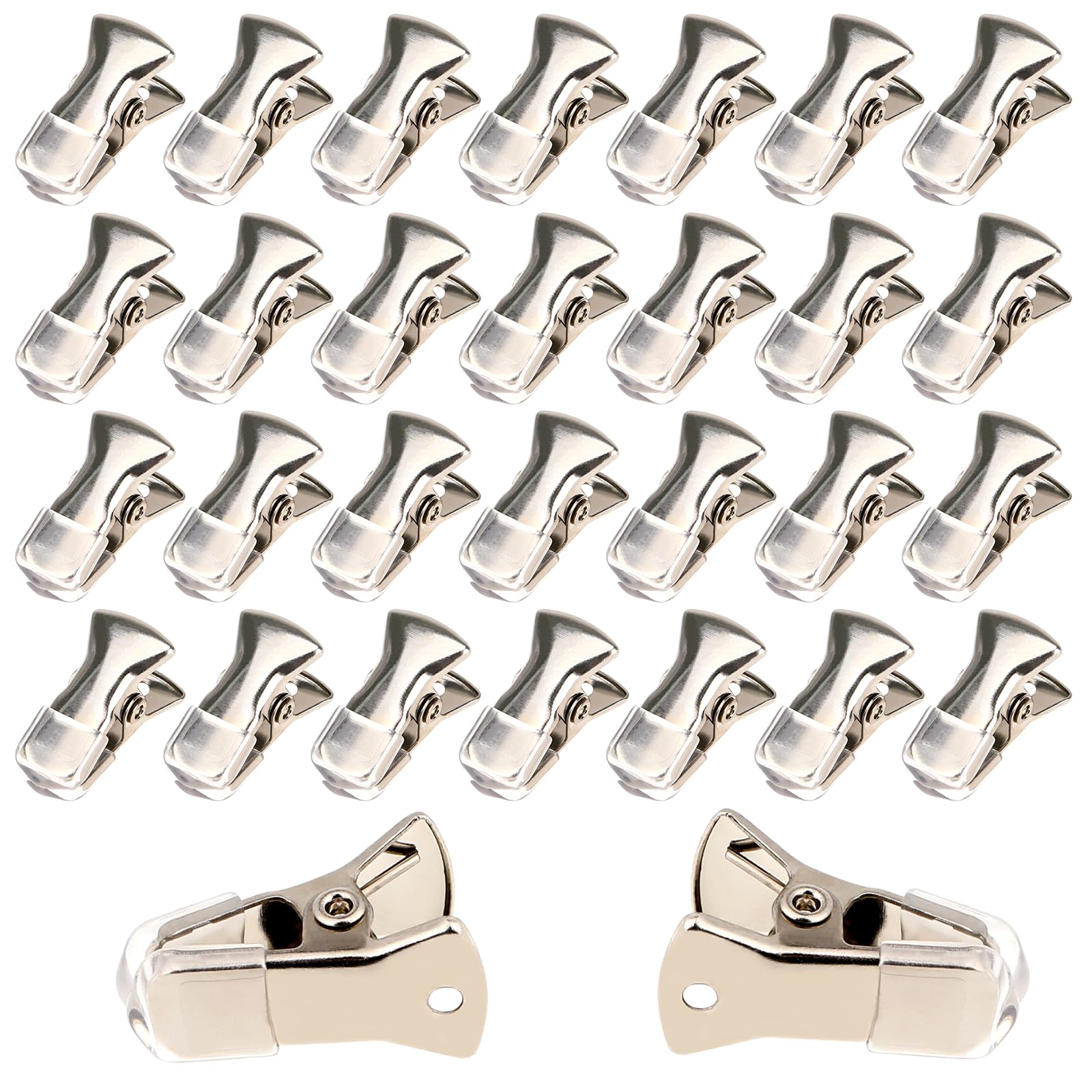 30PCS Small Metal Clips Alligator Clamps Non-Slip Metal Badge Clips Silver Small Clips for Crafts 20x6mm